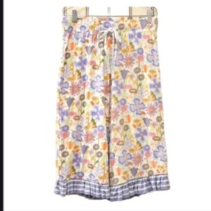 Matilda Jane Floral Cropped Ruffle Pajama Pants, Size Large